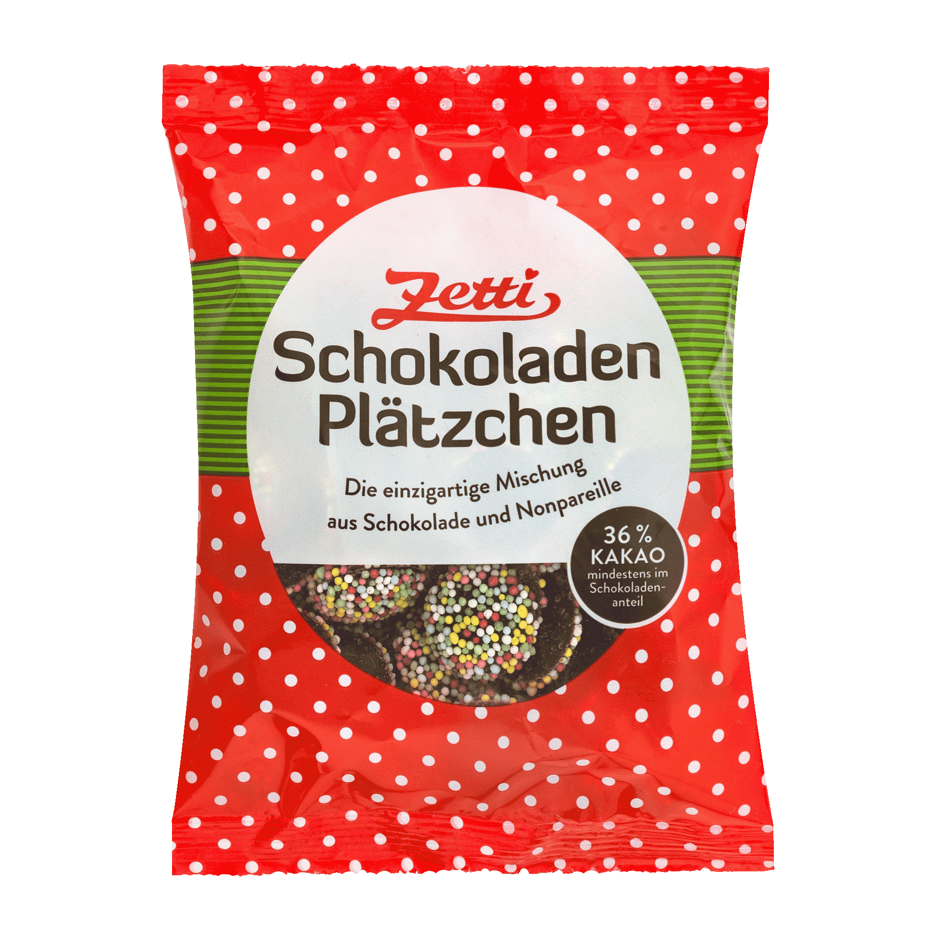 Vorderseite einer Packung Zetti Schokoplätzchen