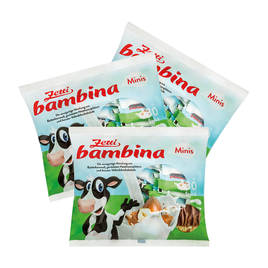Eine Abbildung von drei Packungen Zetti Bambina Minis