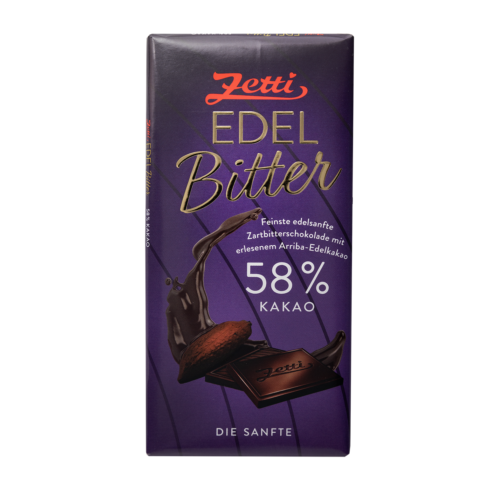 Vorderseite der Zetti Edelbitter Tafel 58%